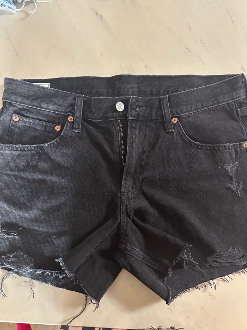 GAP Black Distressed Denim Cutoff Shorts